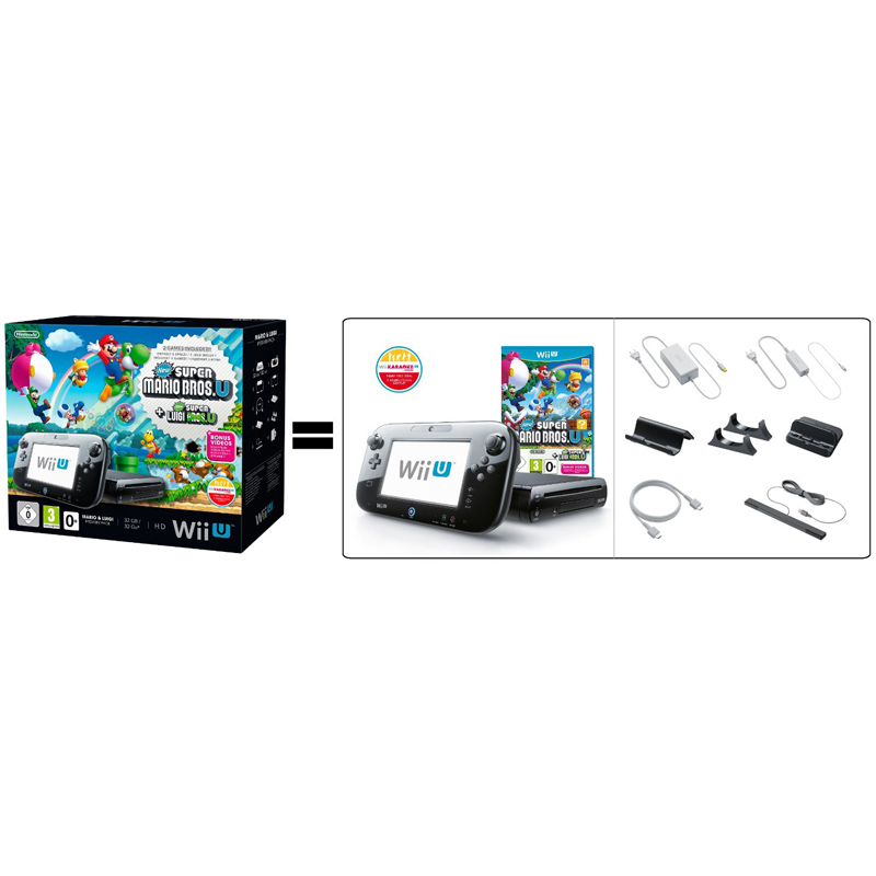 Nintendo Wii U Premium Pack 32GB Black + Super Mario & Luigi