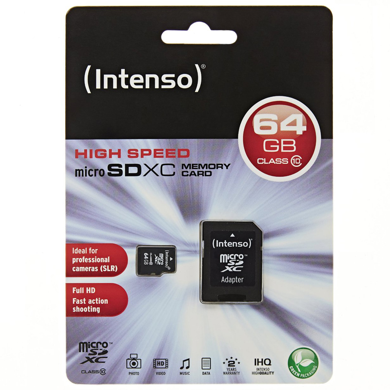 Intenso MicroSD Card 64GB + SD-Adapter