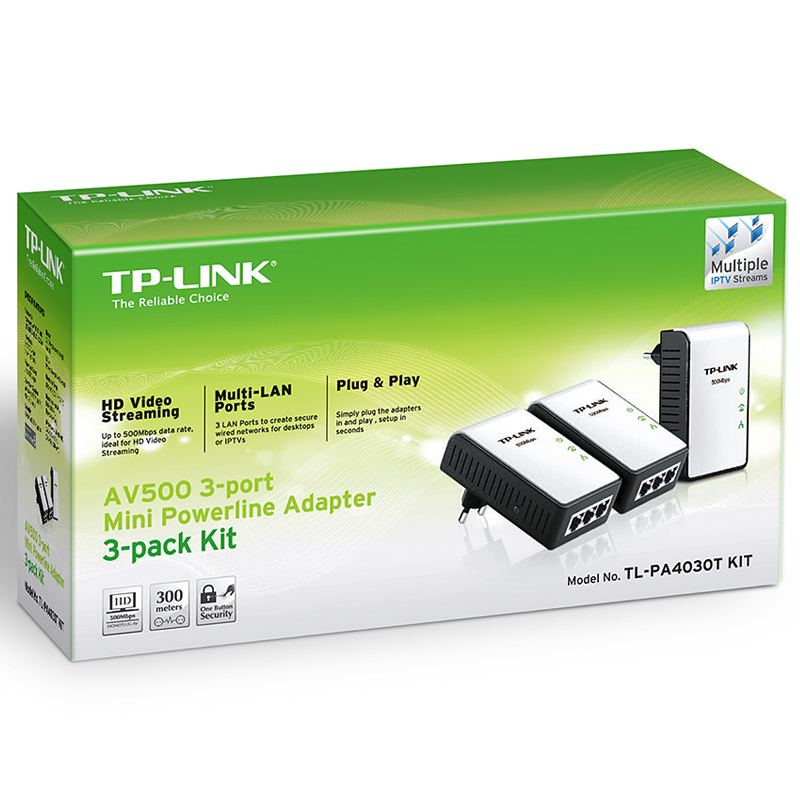 TP-Link TL-PA4030T KIT AV500 Powerline Adapter Triple