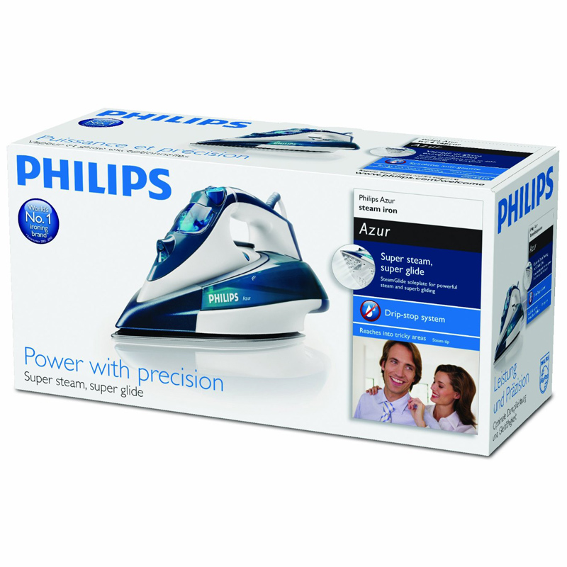 Philips GC4410/02 Dampfbügeleisen (2400 W, SteamGlide-Bügelsohle) weiß/blau