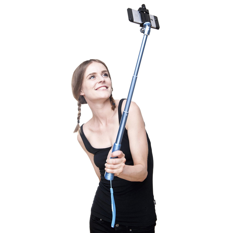 Rollei Selfie Stick Arm Extension mit Bluetooth Auslöser blau