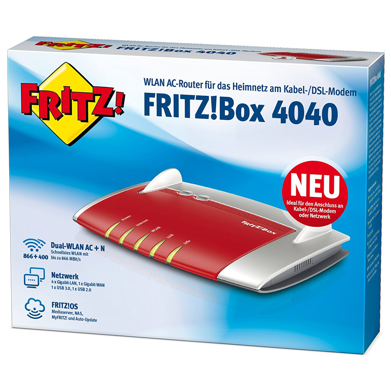 AVM FRITZ!Box 4040 WLAN-Router für Anschluss an Kabel-/DSL-/Glasfasermodem