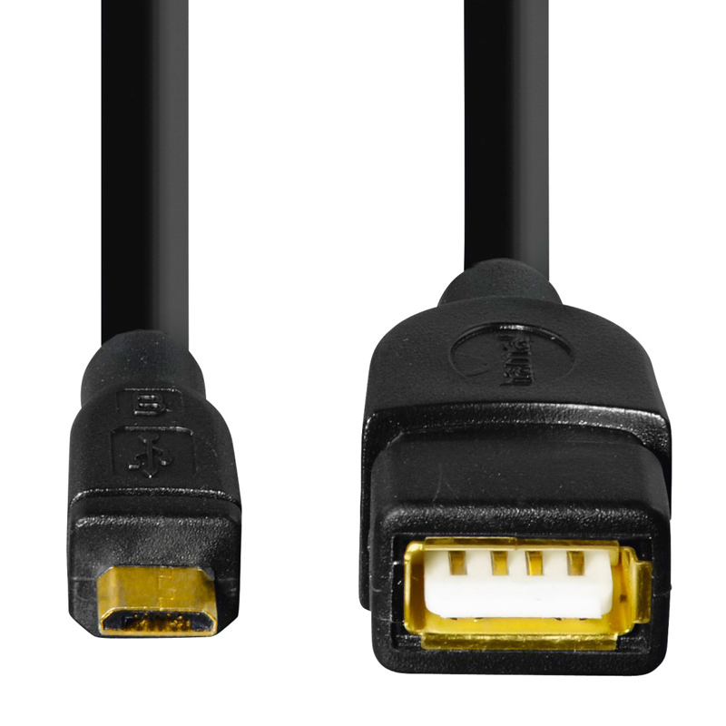 Hama USB-2.0-Adapterkabel, OTG, Micro-B-Stecker - A-Buchse, 15 cm, Schwarz