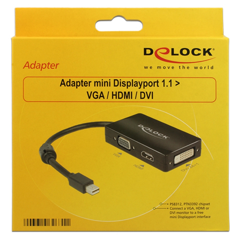 Delock Adapterkabel mini DisplayPort Stecker > 1 x VGA + 1 x HDMI + 1 x DVI 24+1