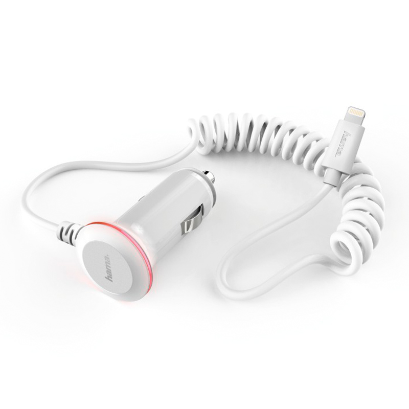 Hama Kfz-Ladegerät, Lightning, 1 A, Weiß