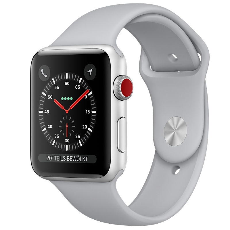 Apple Watch Series 3 38 mm Aluminiumgehäuse silber Sportarmband nebel