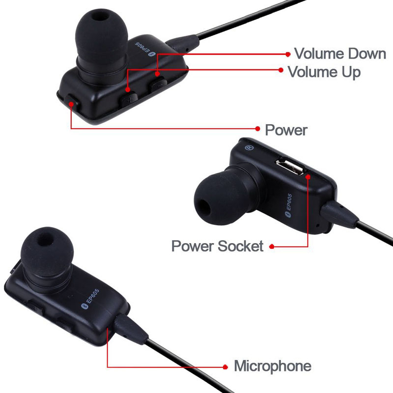 August EP605B in Ear Bluetooth Ohrhörer mit Mikrofon schwarz