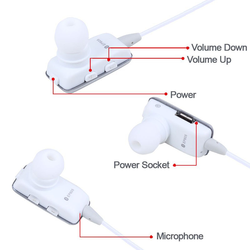 August EP605S in Ear Bluetooth Ohrhörer mit Mikrofon silber