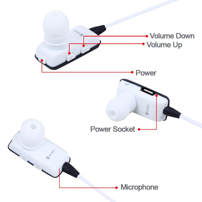 August EP605W in Ear Bluetooth Ohrhörer mit Mikrofon weiß/schwarz