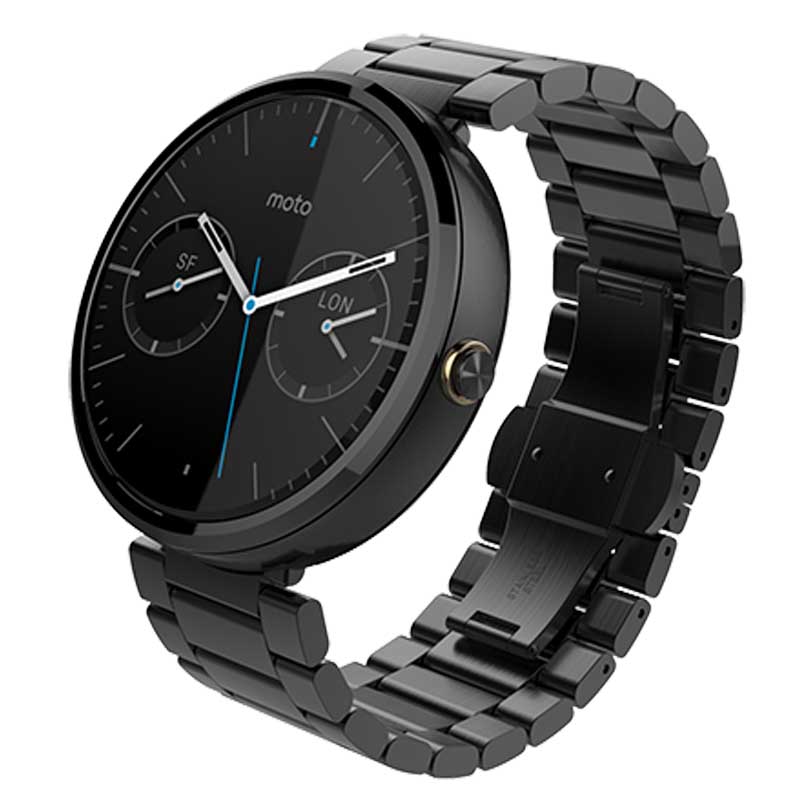 Motorola Moto 360 Smart Watch mit Metallband schwarz