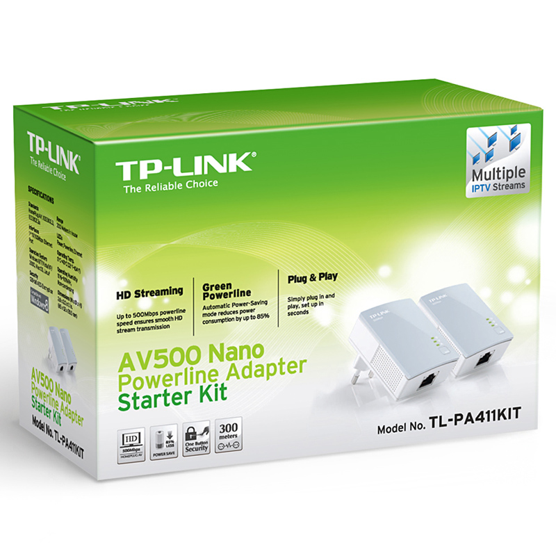 TP-Link TL-PA411KIT V2.0 AV500 Mini Powerline-Netzwerkadapter (500Mbps) 2-er Set