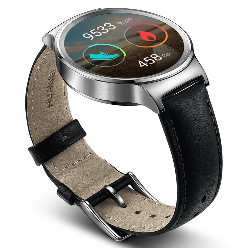 Huawei Watch Classic mit Lederarmband silber/schwarz