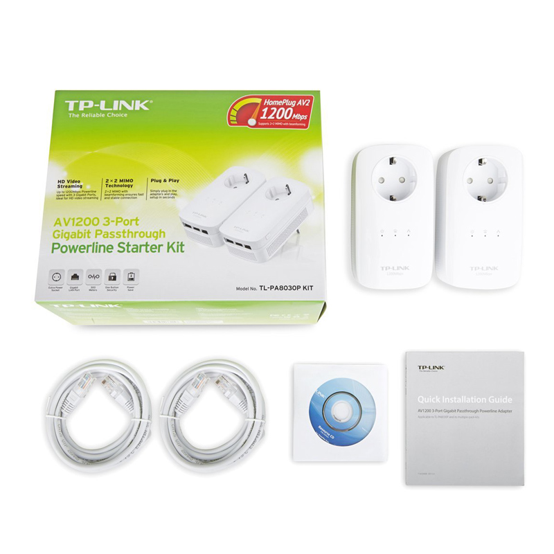 TP-LINK TL-PA8030P KIT AV1200 Powerline-Netzwerkadapter 2er Set