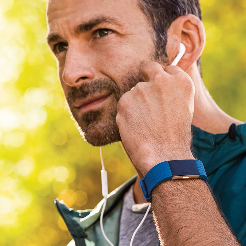 Fitbit Charge 2 Fitnessarmband Large Blau-Silber