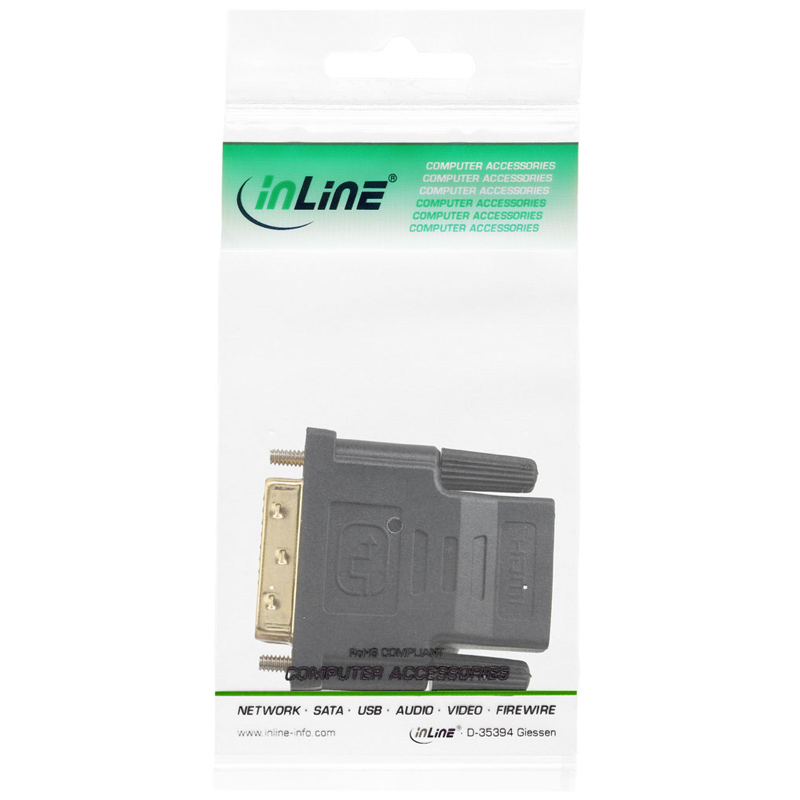 Inline DVI-HDMI Adapter DVI Stecker auf HDMI Buchse vergoldete Kontakte