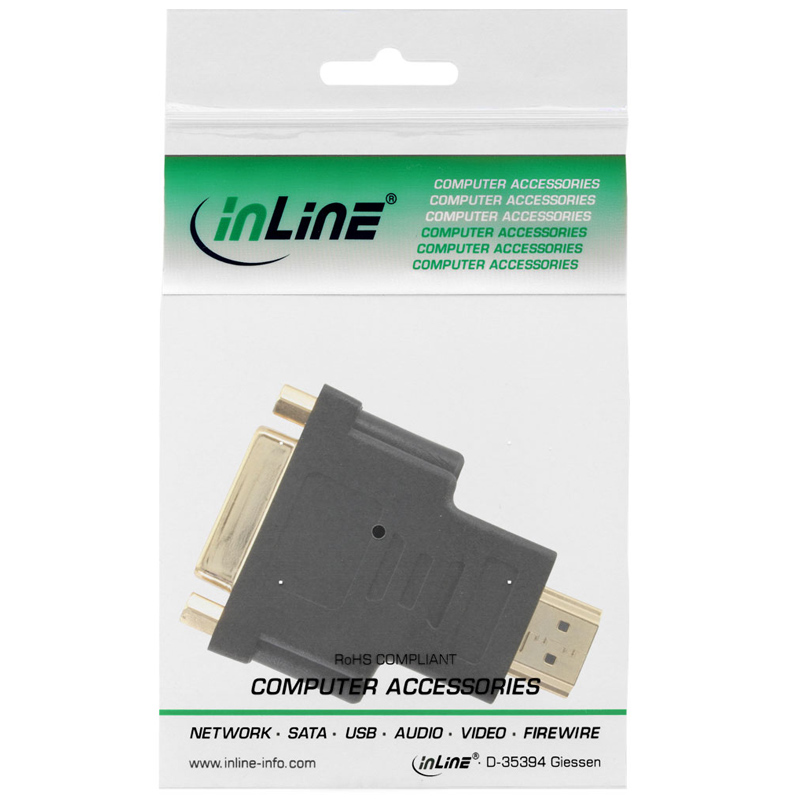 Inline HDMI-DVI Adapter HDMI Stecker auf DVI Buchse vergoldete Kontakte