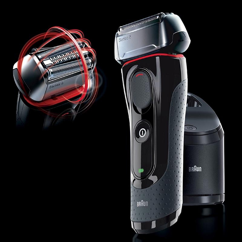 Braun Series 5 Elektrischer Rasierer 5050cc mit Reinigungsstation+2 Reinigungskartuschen grau/silber