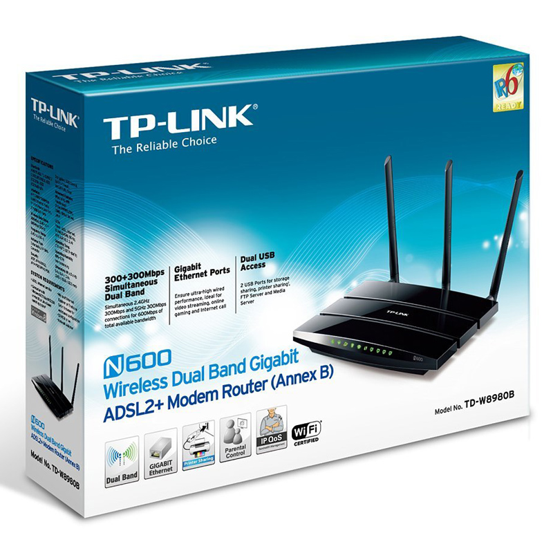 TP-Link TD-W8980B(DE) N600 ADSL2+ WLAN-Router