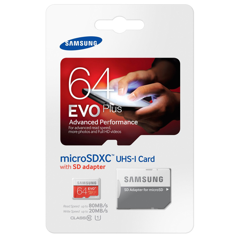 Samsung EVO+ 64GB microSDHC Card 80MB/s + Adapter