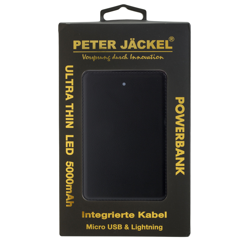 Peter Jäckel Powerbank ULTRA THIN LED 5000mAh Schwarz