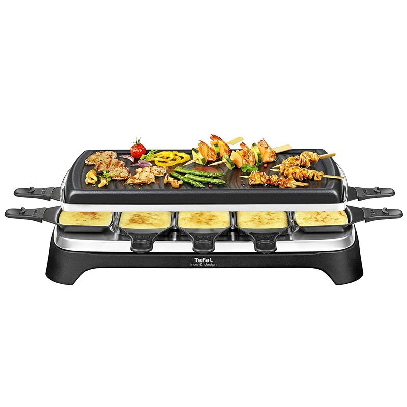 Tefal RE4588 Raclette-Grill für 10 Personen schwarz/edelstahl