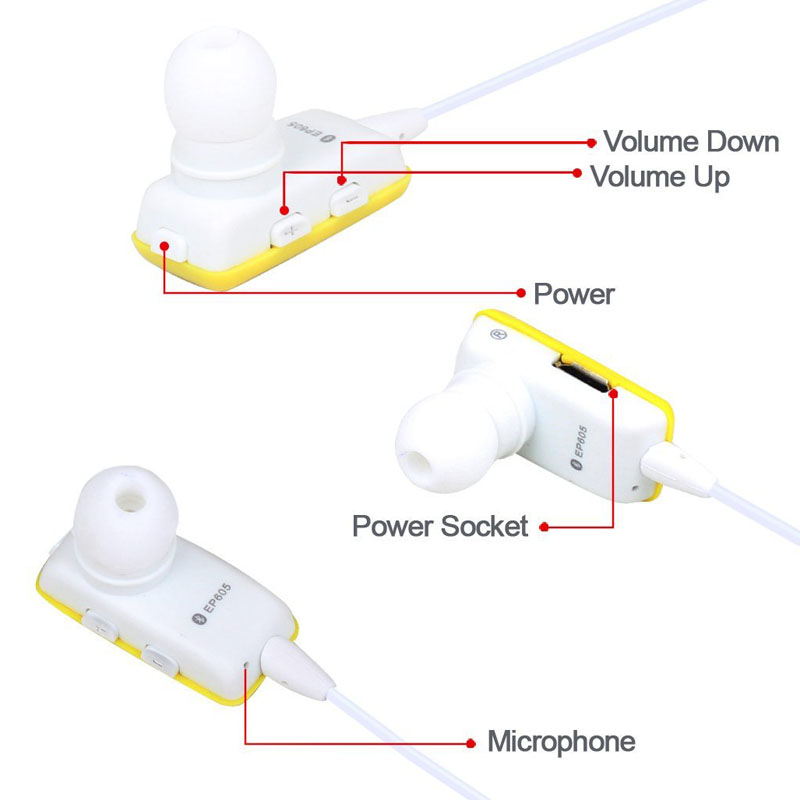 August EP605Y in Ear Bluetooth Ohrhörer mit Mikrofon gelb