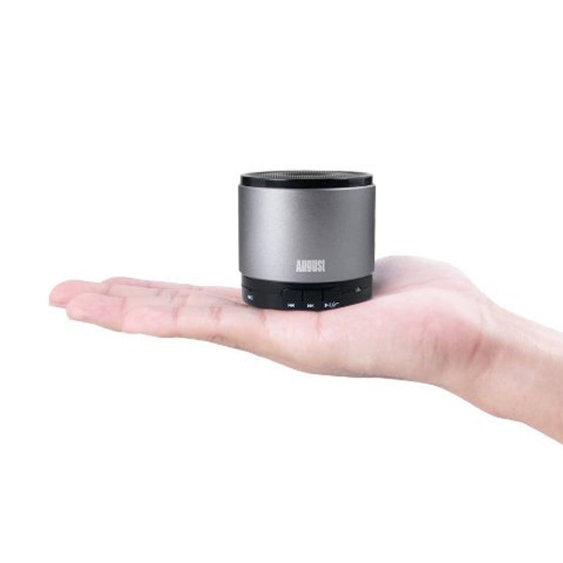 August MS425S tragbarer Bluetooth Lautsprecher mit Mikrofon silber