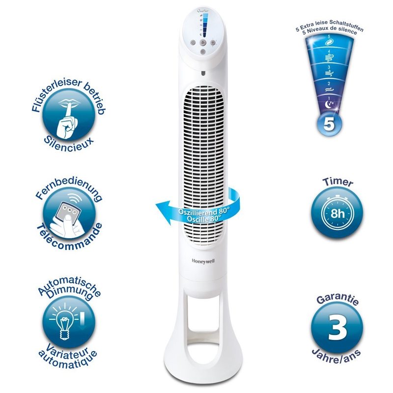 Honeywell HYF-260 E4 QuietSet Turmventilator mit Fernbedienung