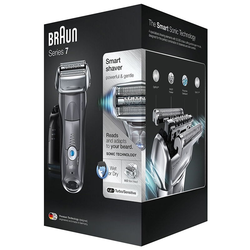 Braun Series 7 Elektrorasierer Herren 7865cc Premium Edition mit Reinigungs- und Ladestation