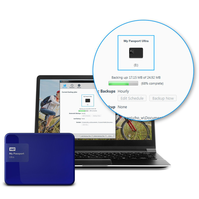 Western Digital My Passport Ultra 3TB USB 3.0 externe Festplatte königsblau