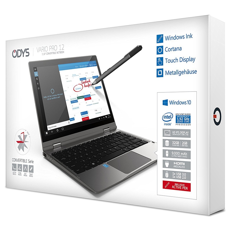 Odys Vario Pro 12 29,5 cm (11,6 Zoll) Tablet-PC titangrau