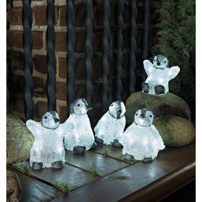 Konstsmide 6266-203 LED Acryl Babypinguine, 5er-Set, 40 kalt weiße Dioden