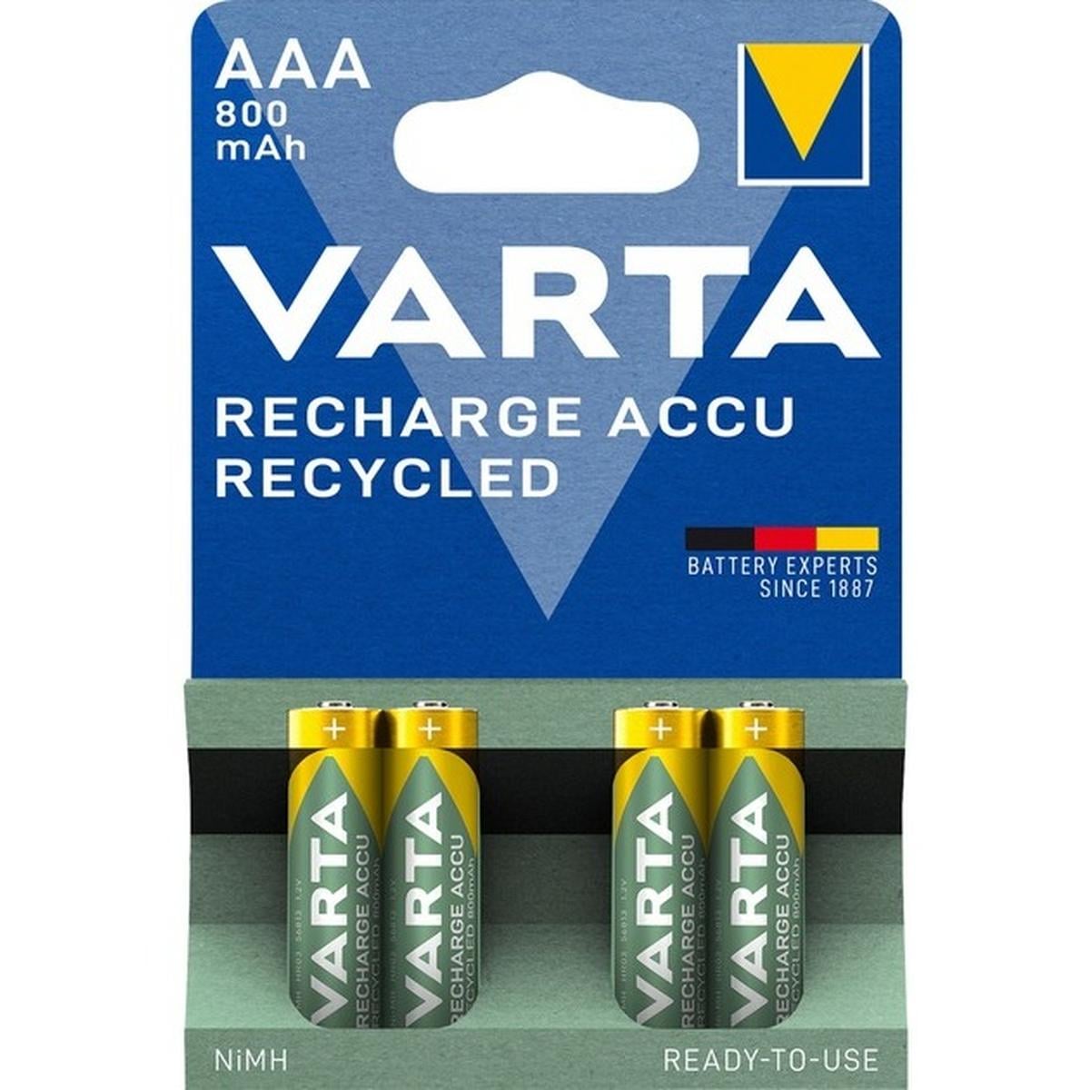 Varta Recharge Accu Recycled AAA Akku 800 mAh 4 Stück