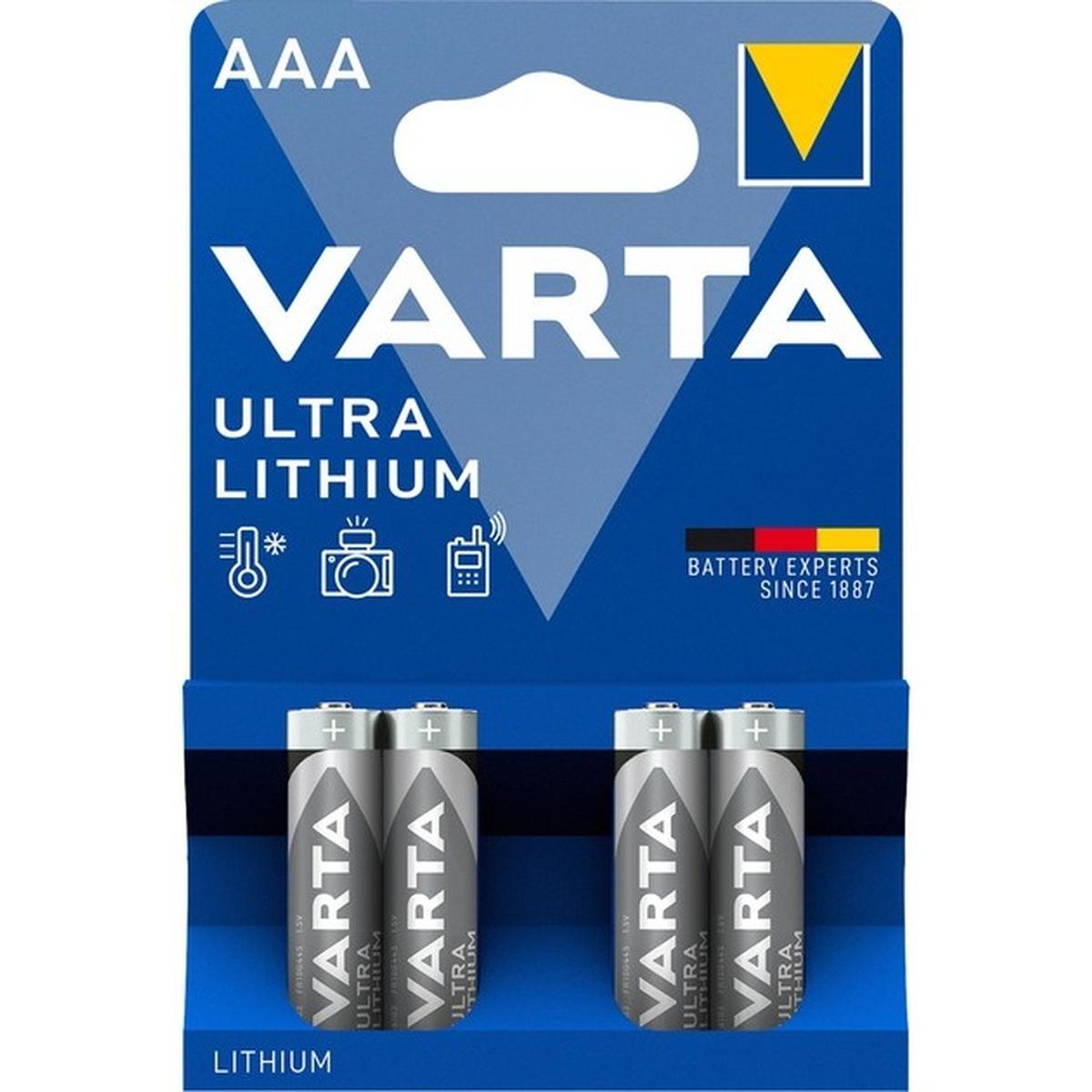 Varta Ultra Lithium AAA Batterien 1,5V 4 Stück