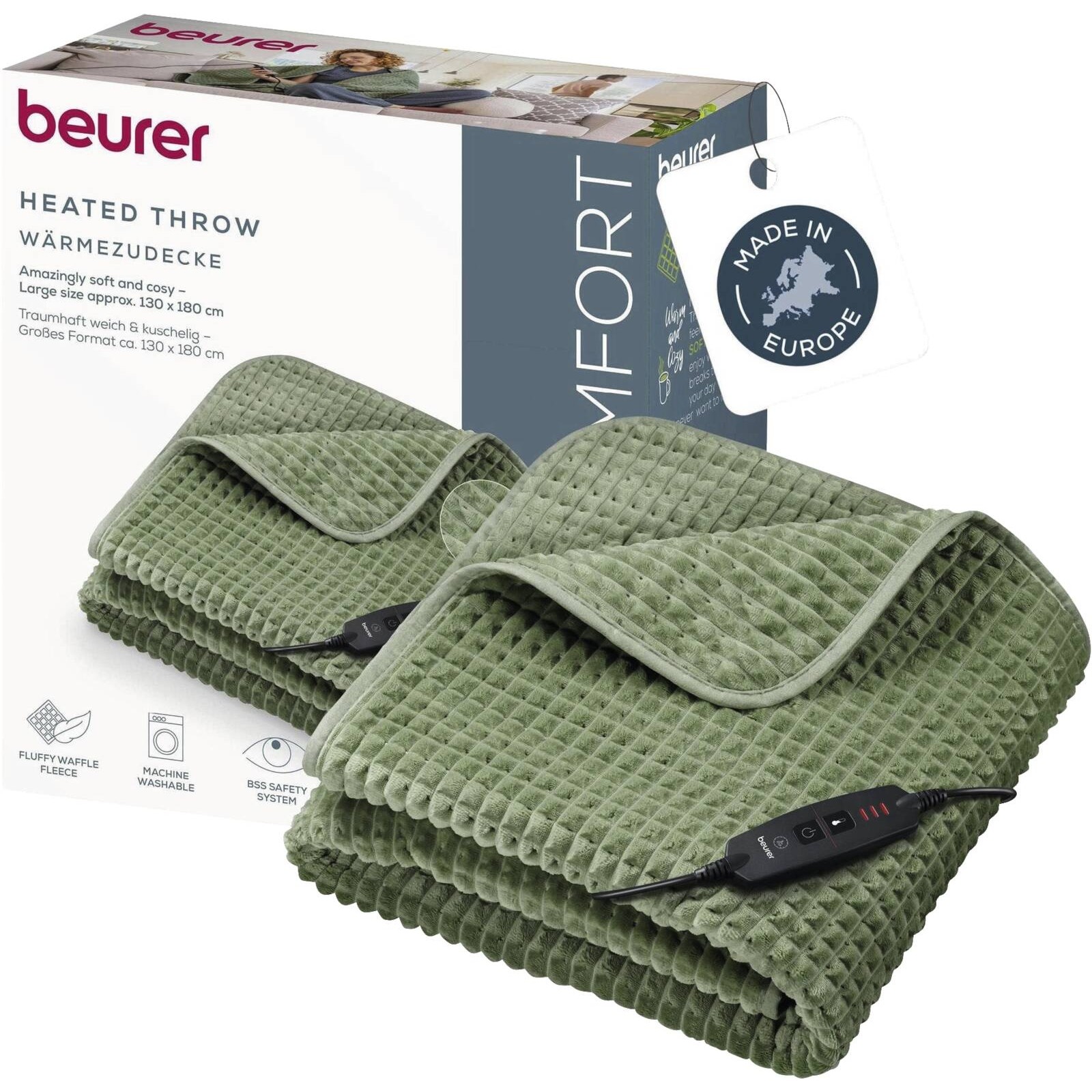 Beurer HD 72 Waffle Heizdecke sage green