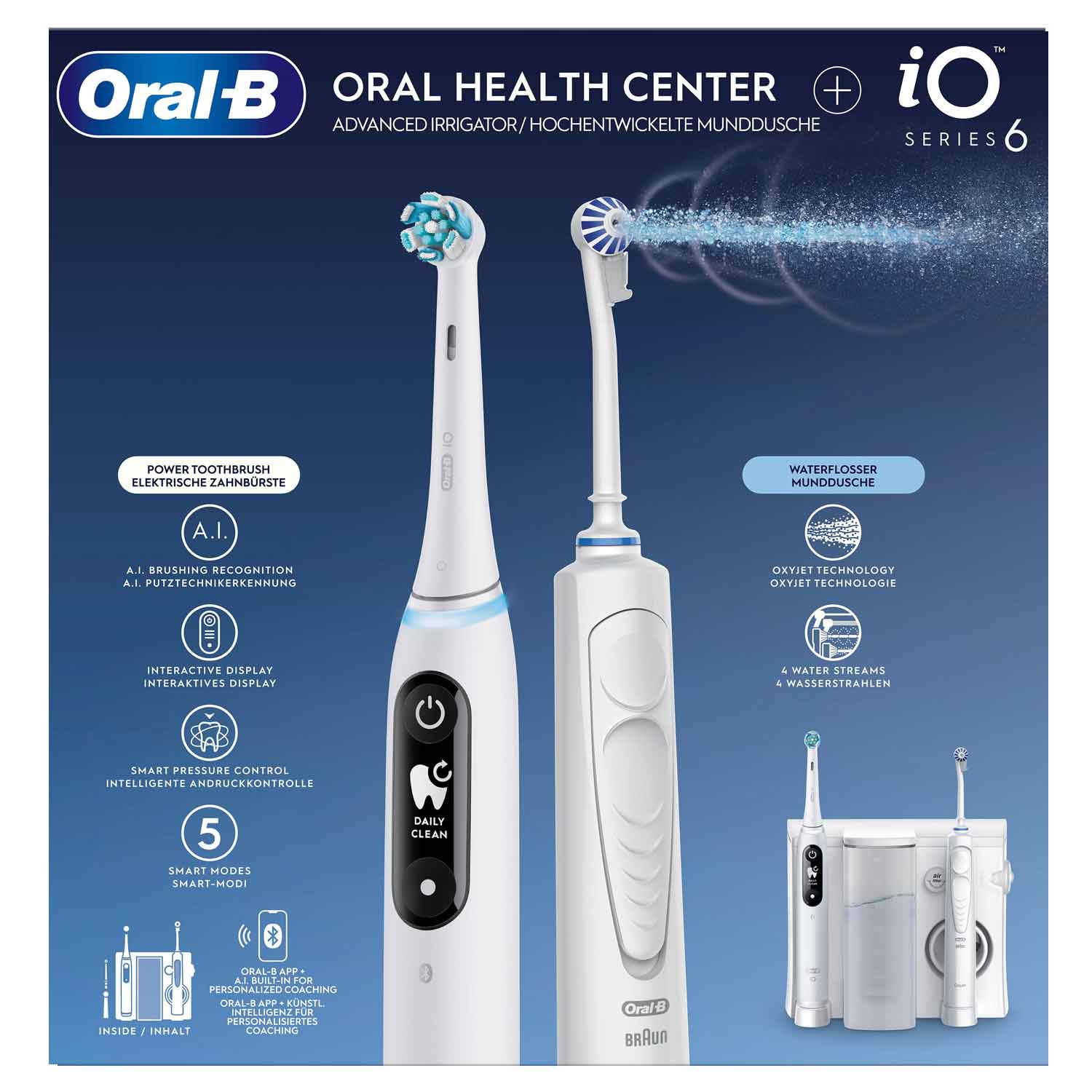 Oral-B Oral Health Center Munddusche mit Oxyjet-Technologie & iO Series 6 elektr