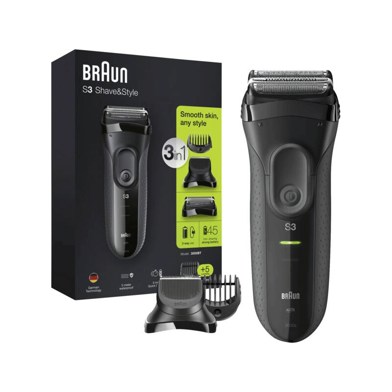 Braun Series 3 3000BT 3-in-1 Elektrorasierer Wet&Dry schwarz/grau
