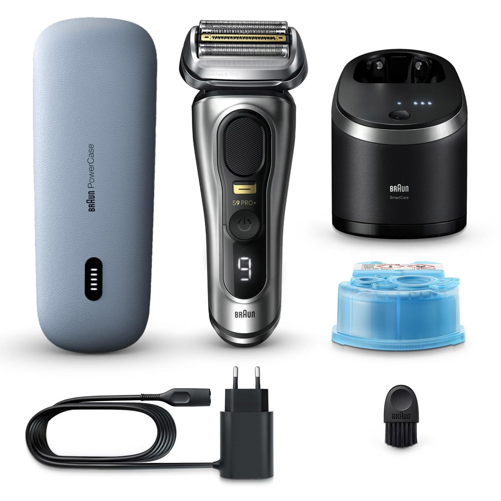 Braun Series 9 Pro+ 9577cc Rasierer silber mit Powercase und Reinigungsstation