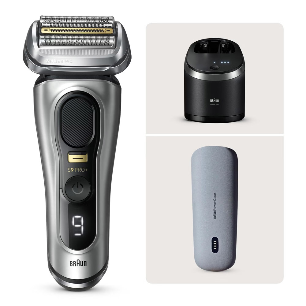 Braun Series 9 Pro+ 9577cc Rasierer silber mit Powercase und Reinigungsstation