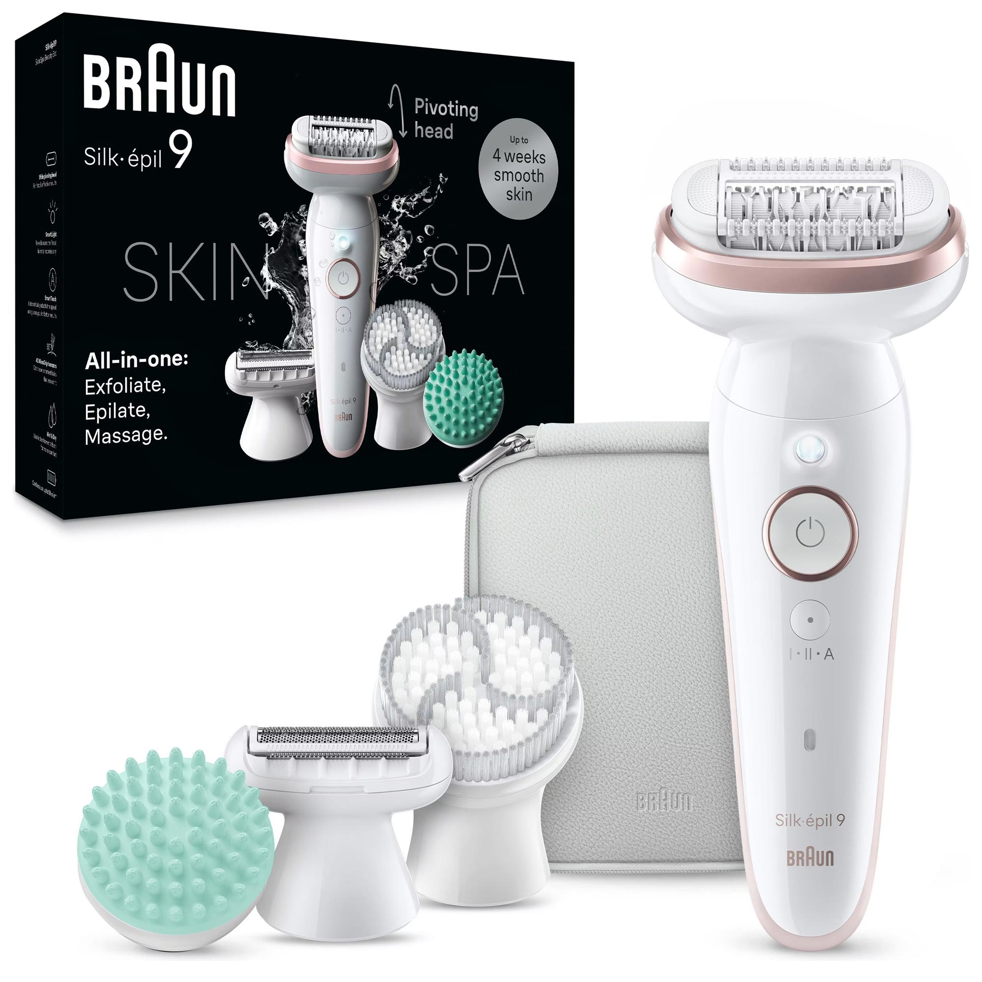 Braun Silk-épil 9 SkinSpa 9-080 Epilierer weiß/rosa