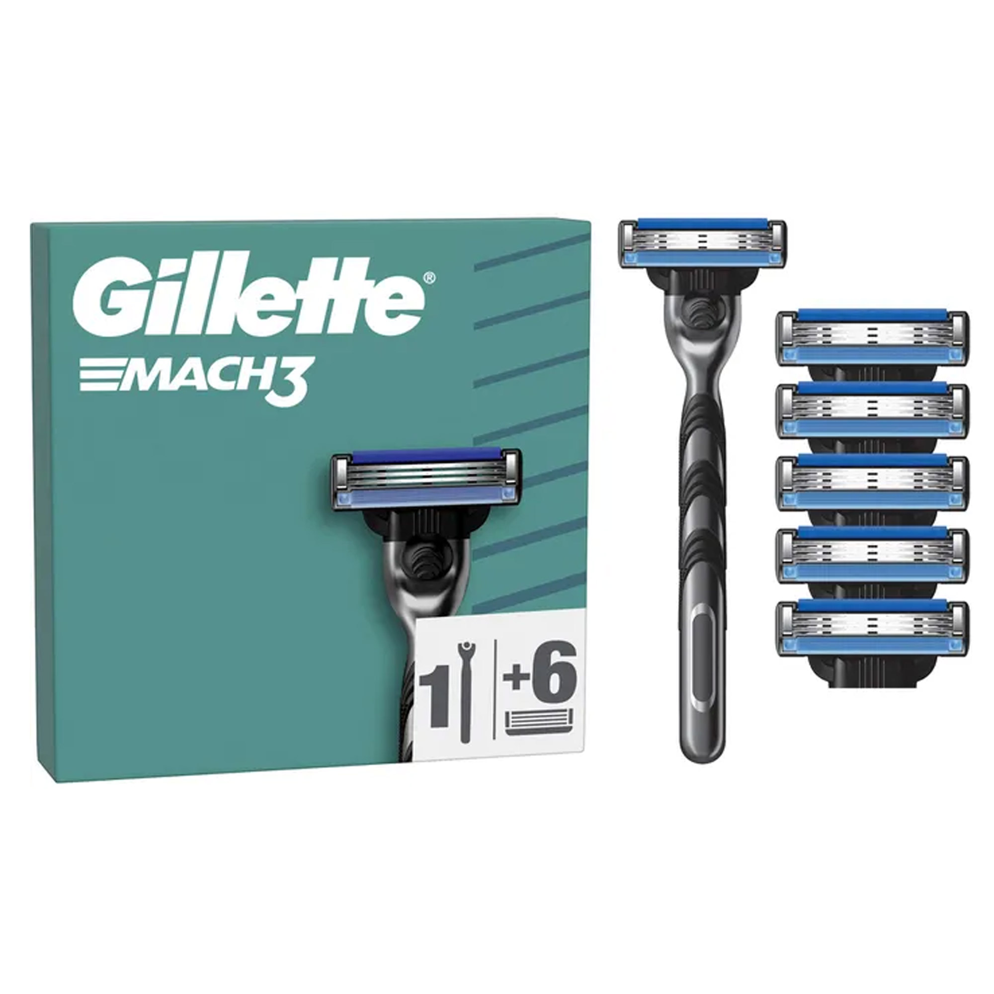 Gillette Mach3 Rasierer mit 6 Ersatzklingen