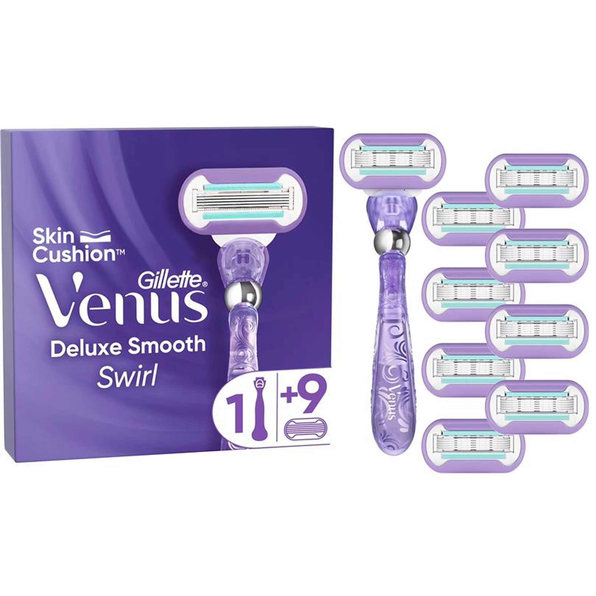 Gillette Venus Extra Smooth Swirl Damenrasierer mit 9 Ersatzklingen