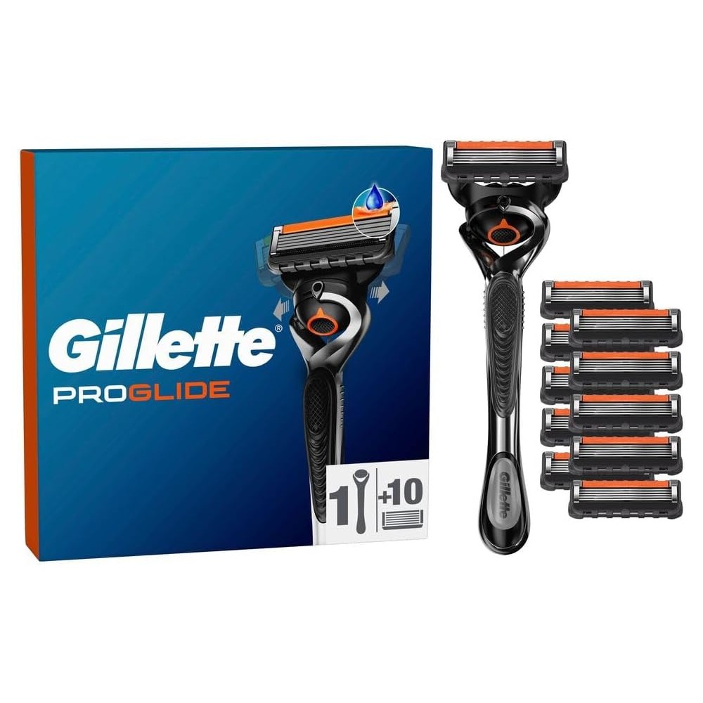 Gillette Fusion5 Proglide Rasierer inkl. 10 Klingen silber/schwarz