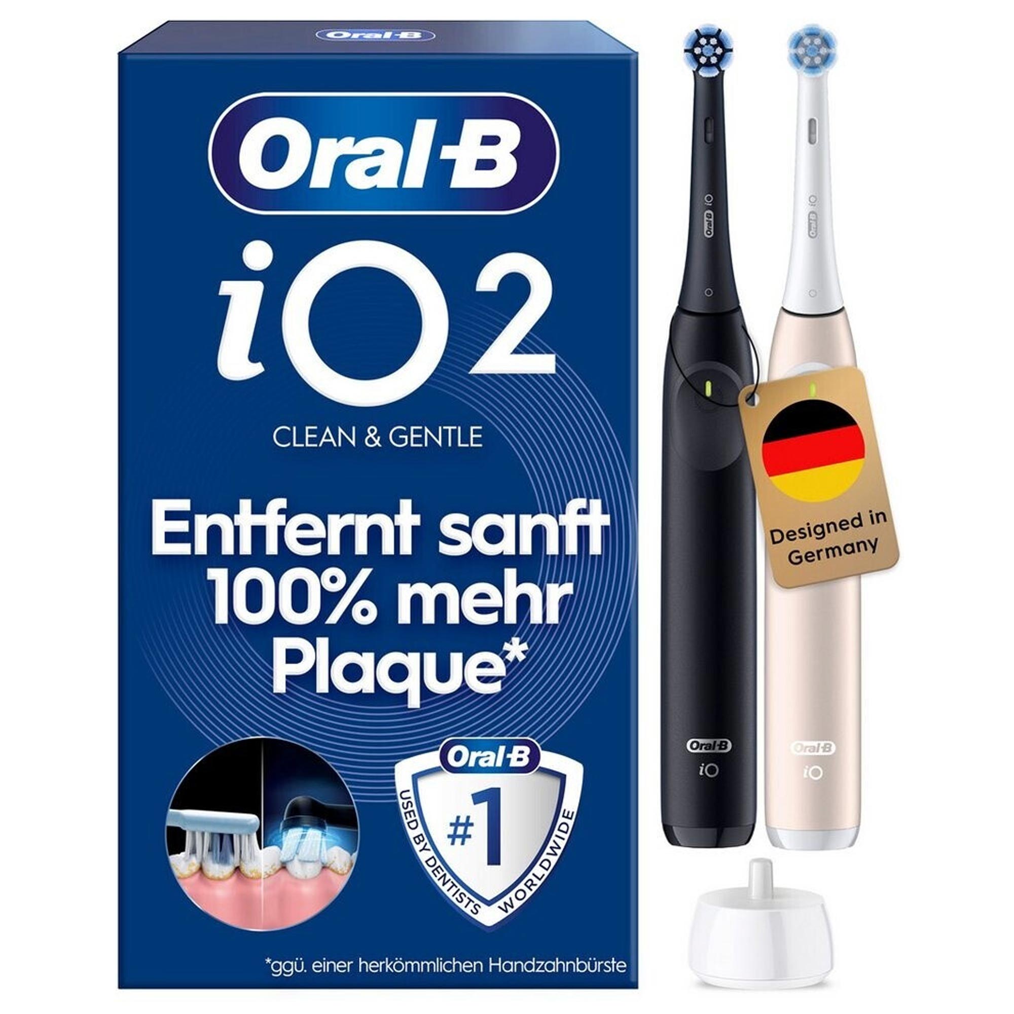 Oral-B iO Series 2 Elektrische Zahnbürste Doppelpack schwarz/rosa
