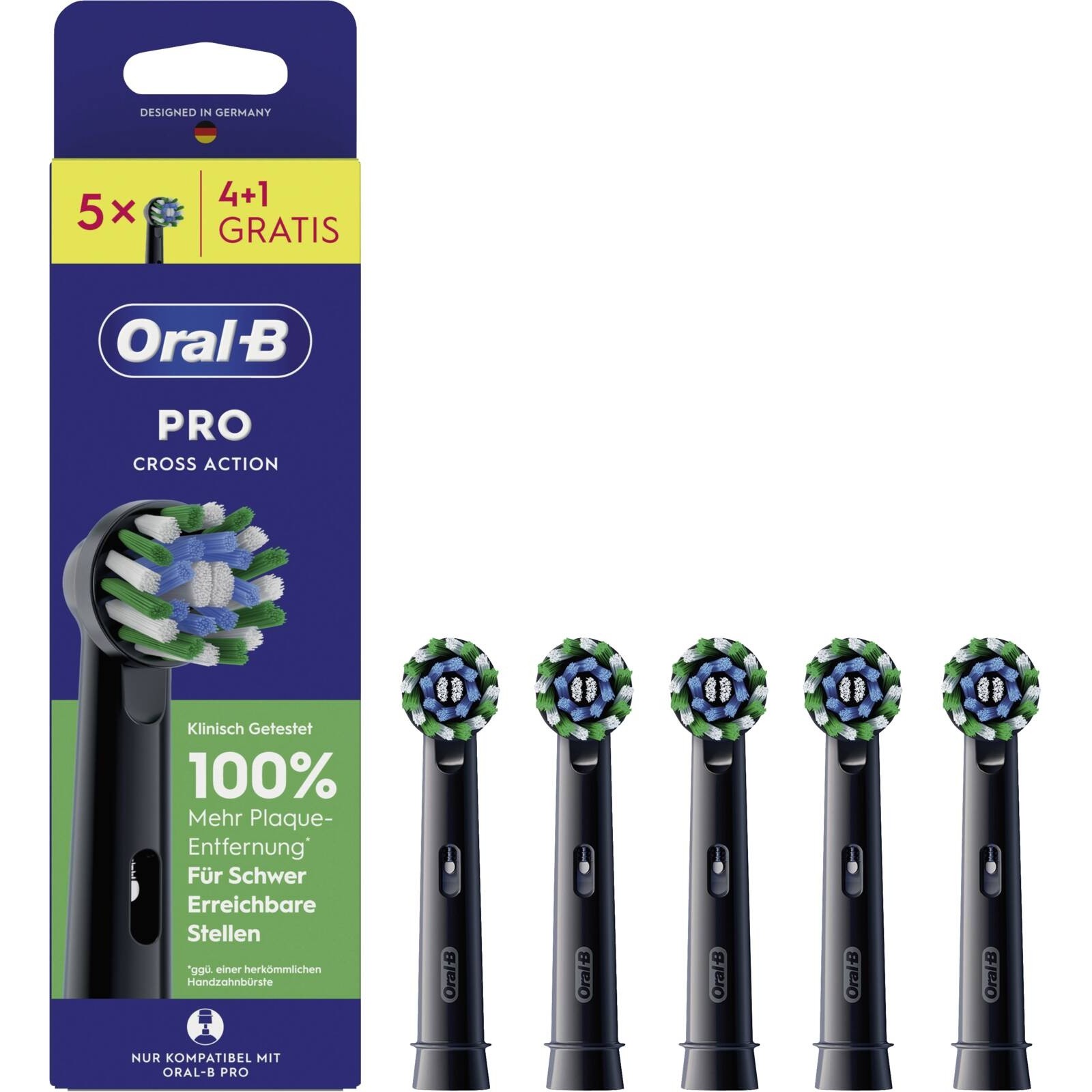 Oral-B Pro CrossAction Aufsteckbürsten 4+1 schwarz