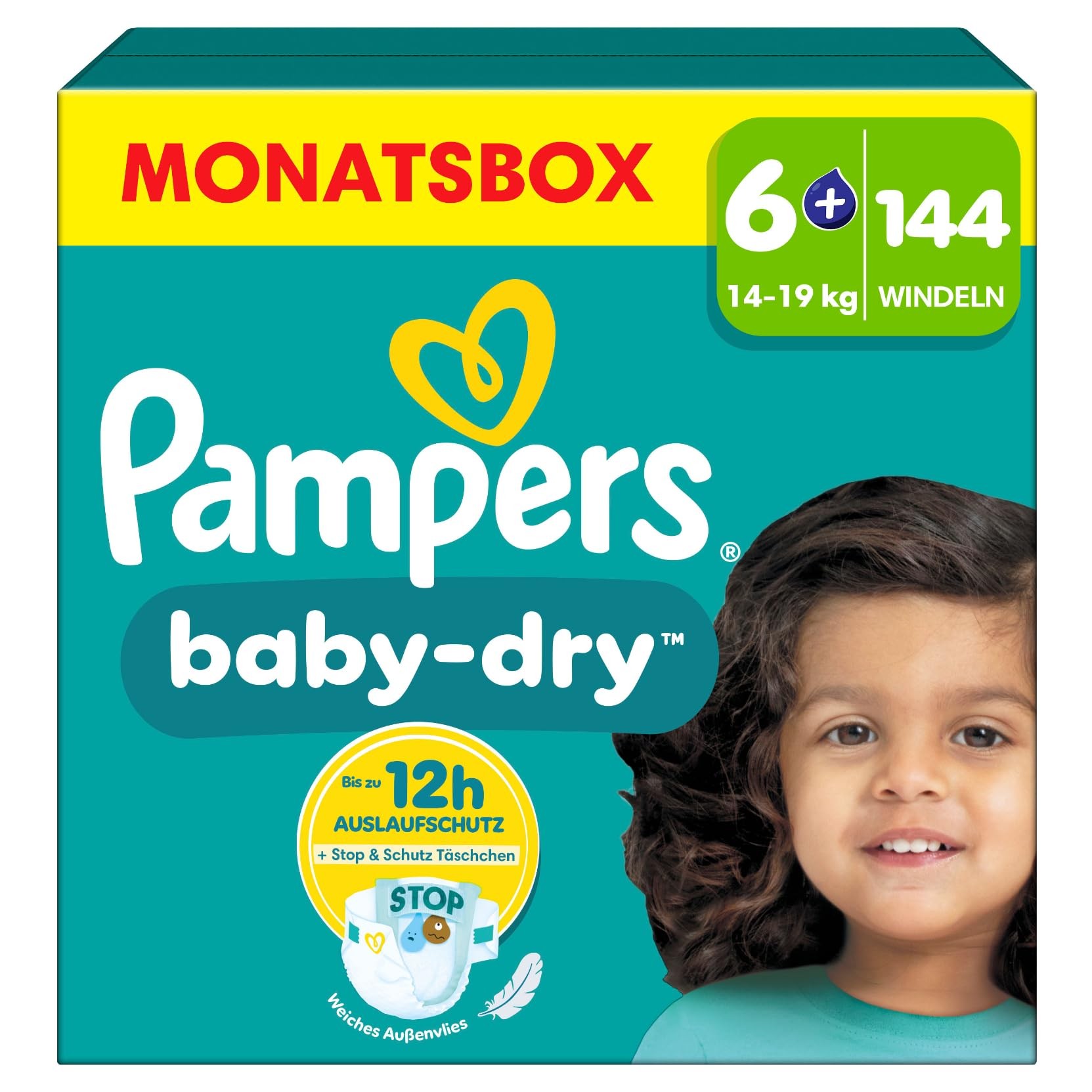 Pampers Baby-Dry Windeln Größe 6+ (14-19 kg) 144 Stück