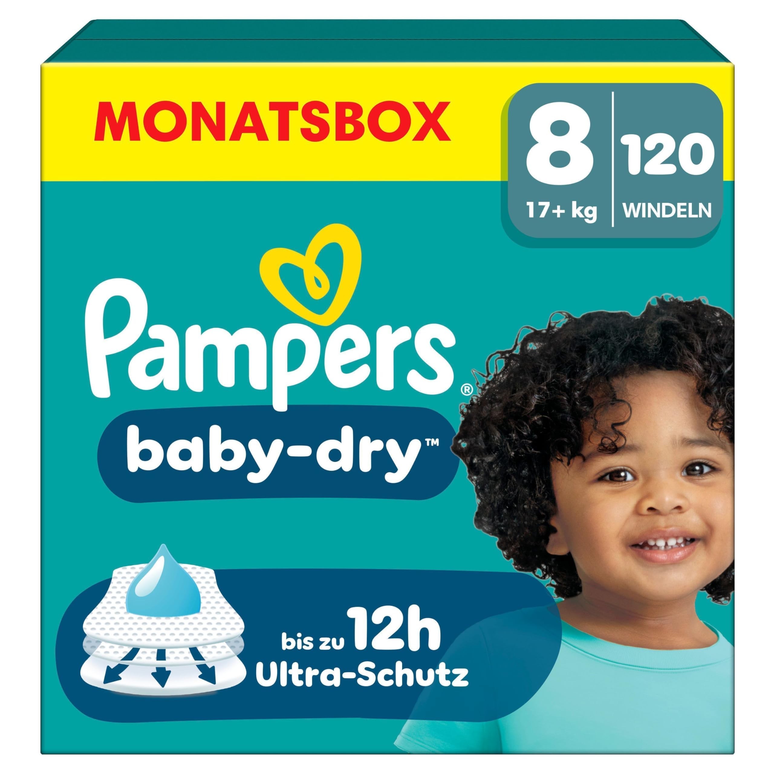 Pampers Baby-Dry Windeln Größe 8 (17+ kg) 120 Stück