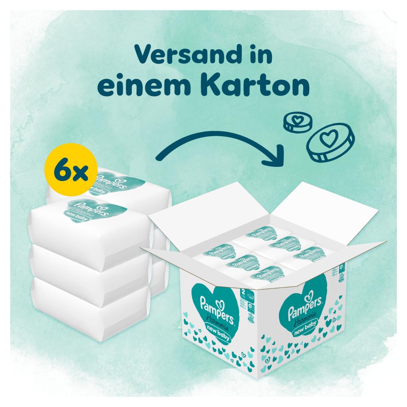 Pampers Harmonie Windeln Größe 2 (4-8 kg) 204 Stück