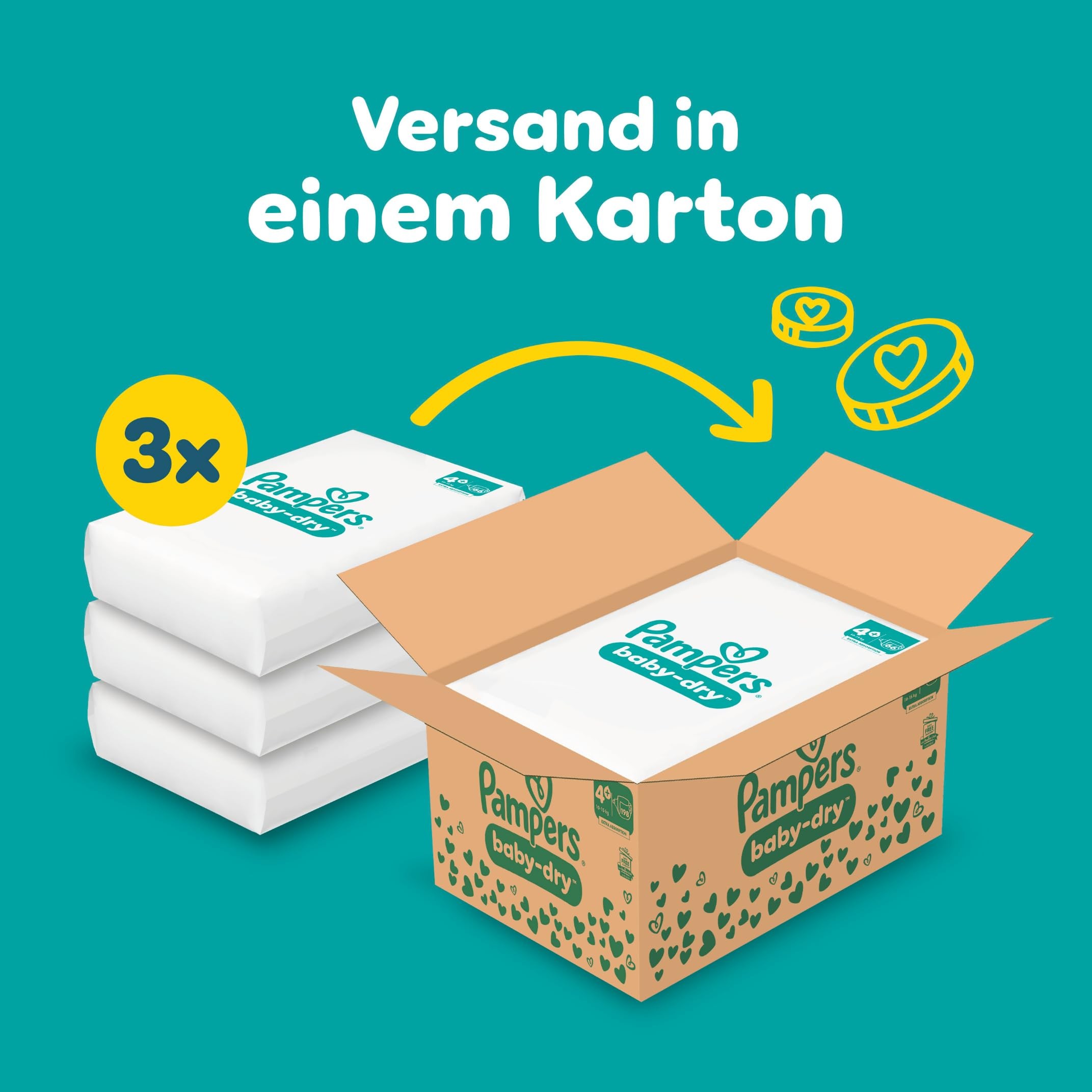 Pampers Baby-Dry Größe 4+ Windeln 198 Stück