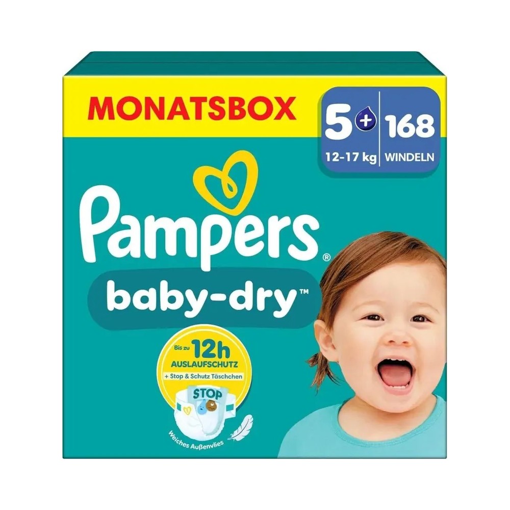 Pampers Baby-Dry Größe 5+ Windeln 168 Stück